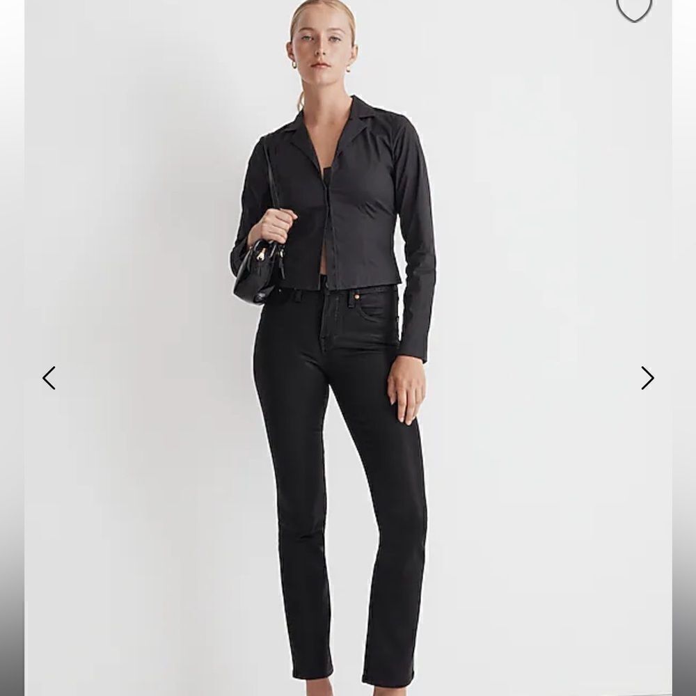 Madewell Kick Out Crop Jeans in True Black Wash: Coated Edition